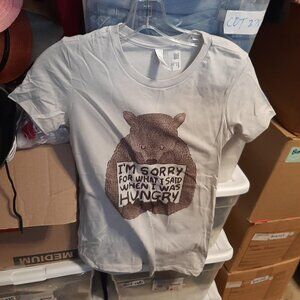 NEW ! Bella I'm Sorry For What I Said When I Was Hungry T Shirt Light Gray Sz M
